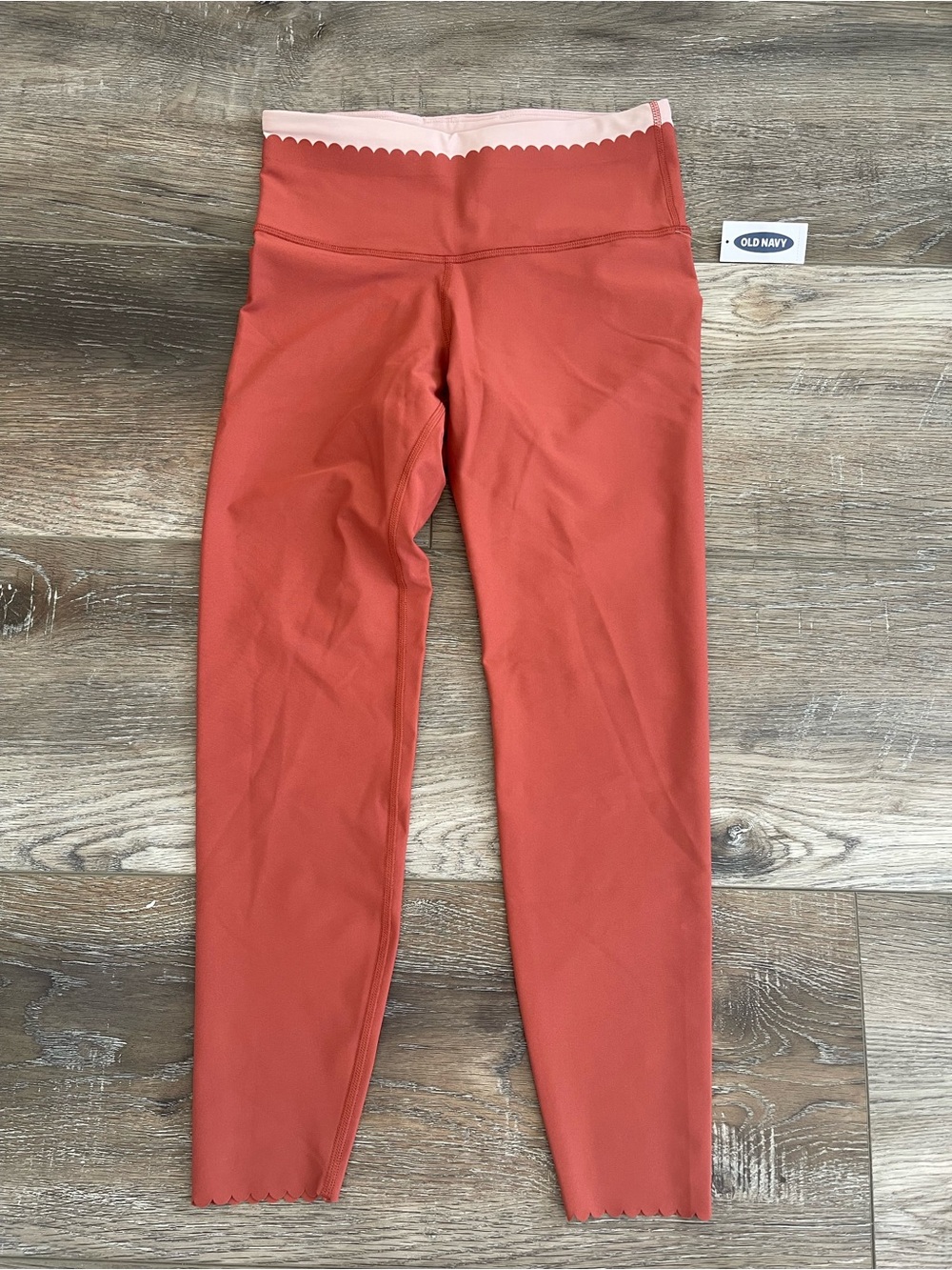 Old Navy rust Leggings with Light Pink Scalloped Waistband NWT size SP